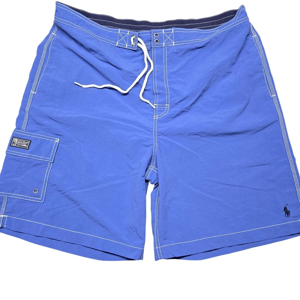 Polo Ralph Lauren Swim Trunks Mens 2XL Blue Mesh Lined‎ Drawstring Boardshorts